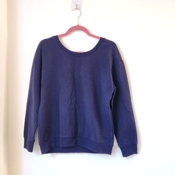 Kenzie Jeans Navy Striped Bow Top Sweatshirt Cotton Rayon Spandex Size M-L - Picture 7 of 13